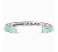 LACOXA Remember Who The Fuck You Stainless Steel Bracelet, Motivational Message Bracelet, Women's Fashion Motivational Cuff Bracelet, Personalized Engraved Handmade Bracelet (Green B)