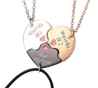 LACOXA Weirdo Necklace Heart Bff for 3, Weirdo Necklace Heart Bff Matching For 3 Best Friend for Girls Women