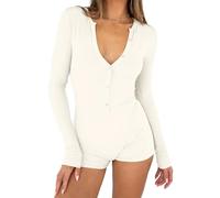 LACOZY 2025 Fall Clothing for Women Sexy V Neck Jumpsuit Casual Long Sleeve Rompers Y2k One Piece Bodycon Yoga Sport Outfit Apricot XL