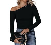 LACOZY Casual Cute Trendy Off The Shoulder Top Long Sleeve Going Out Shirt Slim Fit Y2K Cute Sexy Pullover Crop Tops 2025 Black XL