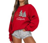 LACOZY Christmas Sweatshirt Women Tis The Season Christmas Graphic Crewneck Pullover Sweater Novelty Tops Red S