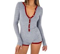 LACOZY Women's Long Sleeve Jumpsuits Workout Sport Yoga One Piece Bodyconromper All In One Athletic Stretchy Gym Clothes Light Grey M