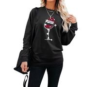LACOZY Women's Merry Crewneck Sweatshirt Long Sleeve Merry Christmas Sweatshirt Oversized Xmas Pullover Sweater Black 2XL