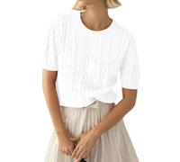 LACOZY Womens Summer Short Sleeve Tops V Neck Ribbed Knit Polo Sweater Shirts Casual Lightweight Pullover Shirt 2026