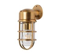 Lacquered Brass Outdoor Wall Light with Clear Glass & Solid Brass Body - Edison Bulb Display | Kemp Nautical IP66 Bathroom Wall Light by Soho Lighting | Garden Porch Coastal - W120 × H240mm