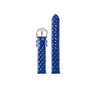 Lacquered Fashion Shiny Surface Leather Watchband Diamond Plaid Fit for Folli Follie/Casio 14mm 16mm(Bright Blue-silver,16mm)