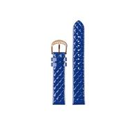 Lacquered Fashion Shiny Surface Leather Watchband Diamond Plaid Fit for Folli Follie/Casio 14mm 16mm(Bright Blue-Rose gold,16mm)