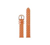 Lacquered Fashion Shiny Surface Leather Watchband Diamond Plaid Fit for Folli Follie/Casio 14mm 16mm(Bright orange-Rose gold,14mm)
