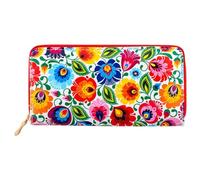 Lacquered Wallets Floral Wallets with Poland Folklore Designs Zipper Pockets Seperate Card Compartments Packed in Elegant Box Beautiful Souvenir from Poland, Łowicz White, L, Floral Poland Folklore