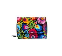 Lacquered Wallets Floral Wallets with Poland Folklore Designs Zipper Pockets Seperate Card Compartments Packed in Elegant Box Beautiful Souvenir from Poland, Łowicz Black, S, Floral Poland Folklore