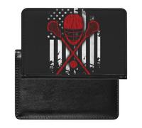 Lacrosse American Flag(1) Passport Wallet Cute Passport Case with Card Slot Travel Passport Holder Cover