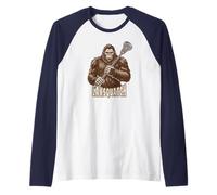 Lacrosse Bigfoot - Funny Sasquatch Lax Player Laxsquatch Raglan Baseball Tee