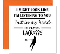 Lacrosse Birthday Card for Men Women - In my Head - Happy Birthday Card for Wife Grandad Friend Husband, 145mm Bday Greeting Cards