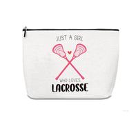 Lacrosse Christmas Gifts for Teen Girls Daughter Cosmetic Bag for Friend Lacrosses Lover Birthday Gift for Granddaughter Lacrosses Player Xmas Gifts for Women Just A Girl Who Loves Lacrosse Makeup Bag