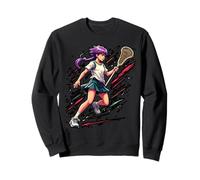 Lacrosse Girl Running Graphic Sporty Design Sweatshirt