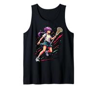 Lacrosse Girl Running Graphic Sporty Design Tank Top