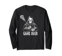 Lacrosse Grim Reaper - Funny Scary Skull Game Over Lax Stick Long Sleeve T-Shirt