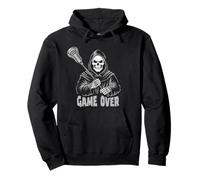 Lacrosse Grim Reaper - Funny Scary Skull Game Over Lax Stick Pullover Hoodie