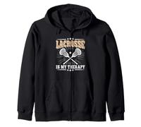 Lacrosse Is My Therapy Funny Player Vintage Men Zip Hoodie