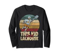 Lacrosse Lax Kid Vintage Retro This Kid Loves Lacrosse Long Sleeve T-Shirt