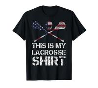 Lacrosse Lax Vintage USA American Flag Patriotic This is My T-Shirt
