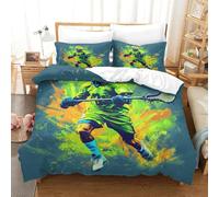 Lacrosse Player Action 2 Piece Soft Polyester Easy Care Dynamic Sports Illustration Style Duvet Cover Set, 1 Pillow Case, Concealed Zip, All Age Groups, Bedroom Decor Breathable Cosy Durable Sing