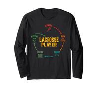 Lacrosse Player Run Shoot Score Repeat Motivation Mindset Long Sleeve T-Shirt
