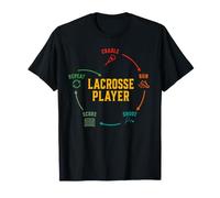 Lacrosse Player Run Shoot Score Repeat Motivation Mindset T-Shirt