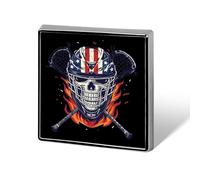 Lacrosse Skull Flames Custom Lapel Pins Square Brooch Tie Suit Dress Accessories for Men Women Wedding Birthday