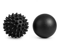 Lacrosse & Spiky Massage Ball Set, 6.1cm & 7cm Hard Muscle Roller Balls for Deep Tissue Massage, Trigger Point Therapy, Foot, Back, Shoulder, Leg & Muscle Recovery, Gym (Black)