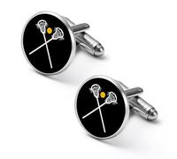 Lacrosse Sticks Crossed Fashion Cufflinks for Men Classic Shirts Cuff Links Set for Wedding Business 1.7cm