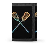 Lacrosse Sticks Crossed Funny Slim Trifold Wallet for Men Front Pocket Purse with Credit Card Holder