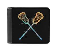 Lacrosse Sticks Crossed Small Billfold Wallet Front Pocket Card Holder Slim Passport Purse for Men Women