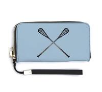 Lacrosse Sticks Crossed Womens Wristlet Wallet Leather Long Purse Card Holder Clutch Handbag