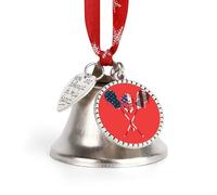 Lacrosse U.S.A Flag Christmas Bell & Sleigh Bells for Tree Decoration Hanging Ornaments Festive Decor Love Bell