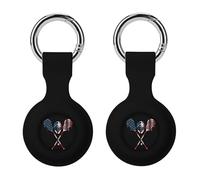 Lacrosse U.S.A Flag Compatible with AirTag Silicone Protective Case with Keychain Dustproof Anti Loss GPS Tracker Holder