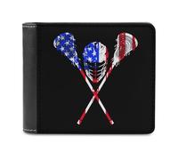 Lacrosse U.S.A. Flag Slim Bifold Wallet Minimalist Wallets Pouch with Card Slots for Men Women