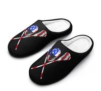 Lacrosse U.S.A. Flag Women's Slippers Warm Soft House Shoes Winter Indoor And Outdoor 11-12（42-43）