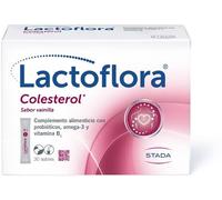 Lactoflora, Natural Food Supplement for Cholesterol, Probiotics, Omega 3 and Vitamin B1, 30 Sachets Vanilla Flavor