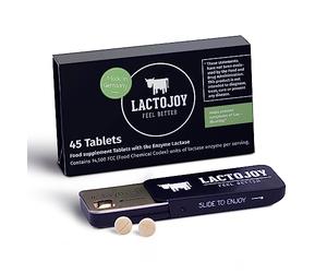 LactoJoy Lactase Tablets | Helps with Lactose Intolerance | Contains 45 Pcs. of Extra-Strength Dose (14,500 FCC) Lactase Enzyme Tablets | 100% Vegan | Supports The Lactose Digestion