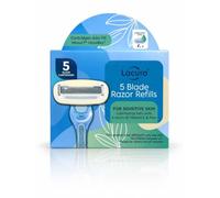 Lacura 5 Blade Razor Refills for Women - 4 Pack Replacement Cartridges - Compatible with Venus Style Handles - Sensitive Skin Razor Blades with Vitamin E & Aloe Lubricating Strip - Smooth Close Shave