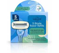Lacura 5 Blade Razor Refills for Women 4 Pack Replacement Cartridges Compatible with Venus Style Handles, Sensitive Skin Razor Blades with Vitamin E & Aloe Lubricating Strip for Smooth Close Shave