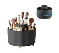 Lacusmall 360°Rotating Makeup Organiser Make Up Brush Holder, Makeup Organiser Rotating with 5 Compartments for Dressing Table Bedroom Bathroom Office, Black