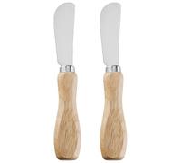 LacusMare Butter Knife Set of 2 - 6.2" Oak Wood Handle Butter Knives for Butter, Jam, Cheese, Cream Cheese, Toast, Sandwich - Stainless Steel Spreader Knives for Kitchen