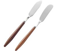 LacusMare Butter Knife Set of 2 - 7" Black Walnut Wood Handle Stainless Steel Butter Knives for Spreading Butter, Jam, Cream Cheese, Soft Cheese - Elegant Dark Wood Spreader for Toast & Sandwich