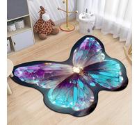Lacut Butterfly Area Rugs, 63"x 47" Non-Slip Rug for Girls Bedroom, Blue Butterfly Carpet Floor Mat for Play Room Game Area Dorm Entryway Home Decor (Butterfly 3, 63" x 47")