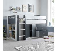 Lacy Grey And White Storage Mid Sleeper Bed Grey