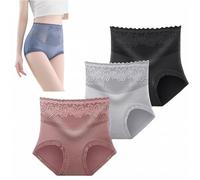 Lacyfit - Silky Comfort High Waist Hip Lift Panties for Women, Seamless No Roll Cotton Lace Underwear, Breathable Everyday Comfort (UK, Alpha, L, Regular, Regular, 3PC-c)