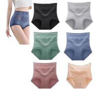 Lacyfit - Silky Comfort High Waist Hip Lift Panties for Women, Seamless No Roll Cotton Lace Underwear, Breathable Everyday Comfort (UK, Alpha, L, Regular, Regular, 6PC)