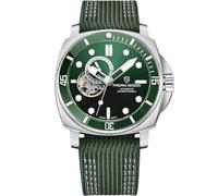 LACZ DENTON Pagani Design 1736 Men's Automatic Watches Tourbillon Fashion Men Mechanical Wristwatches Skeleton Dial Analog Digital dial Casual Leather Bracelet, Green